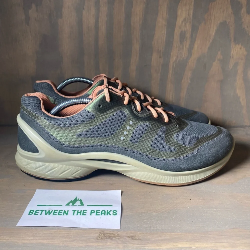 Ecco Biom Fjuel Tie Gray Coral Green Running Training Shoes 9